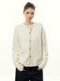 Cozy Ivory Knit Cardigan for Women Button Up Fall Winter Loose Sweater