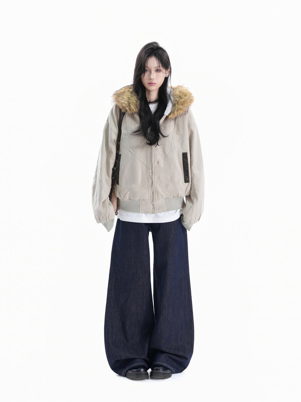 Vintage Fleece-Lined Winter Jacket for Women – Warm Retro Cotton Coat