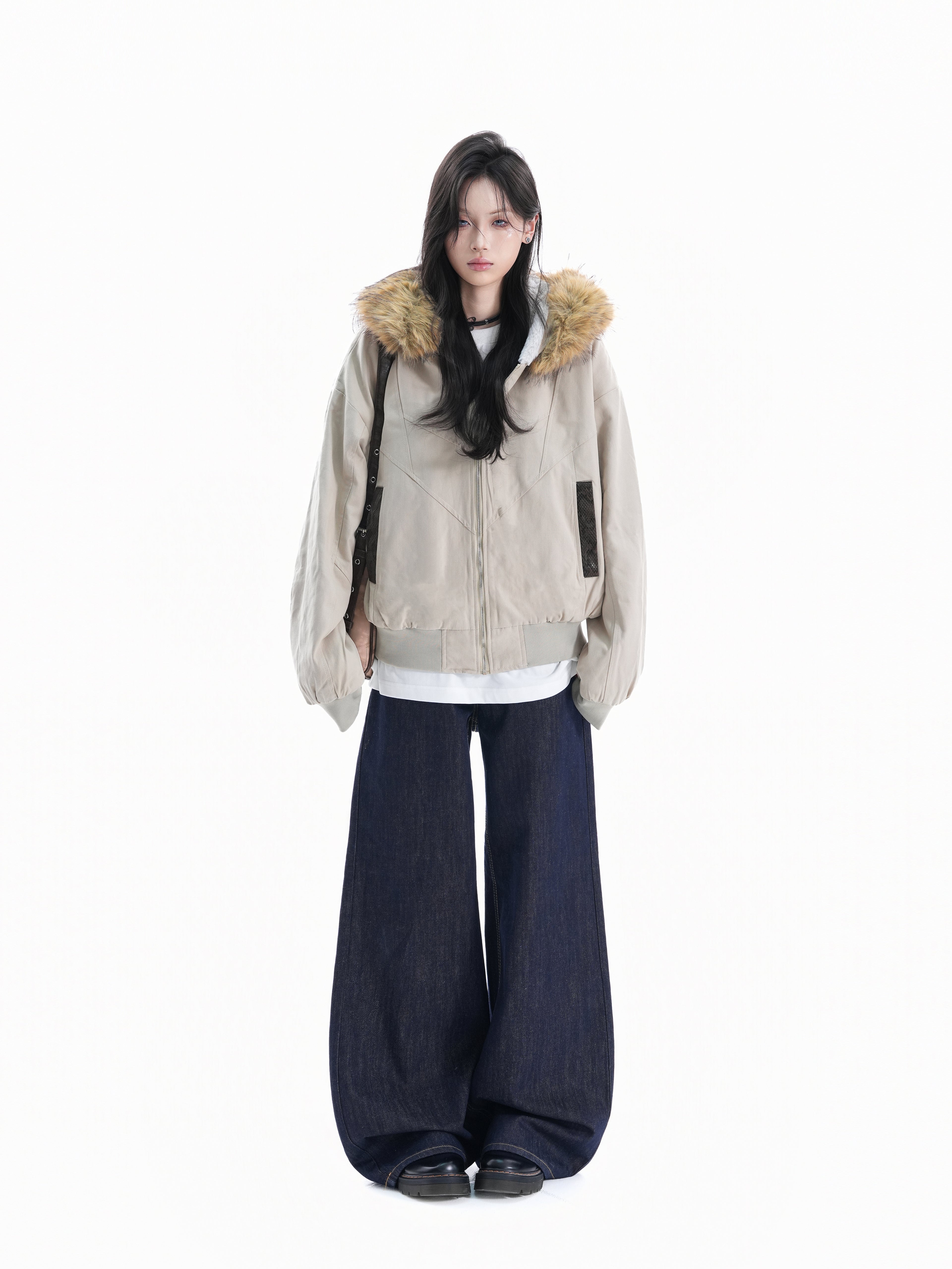 Vintage Fleece-Lined Winter Jacket for Women – Warm Retro Cotton Coat