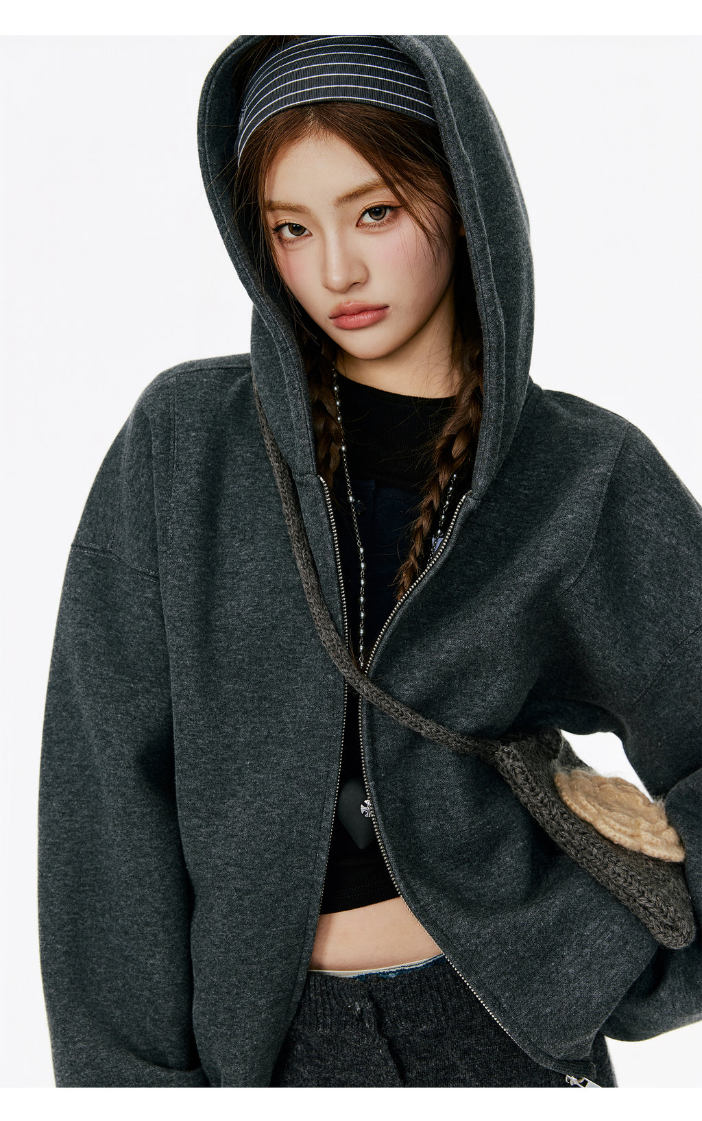 Lightweight Women Zip Up Hoodie Jacket Thin Fall Korean Casual Sweater