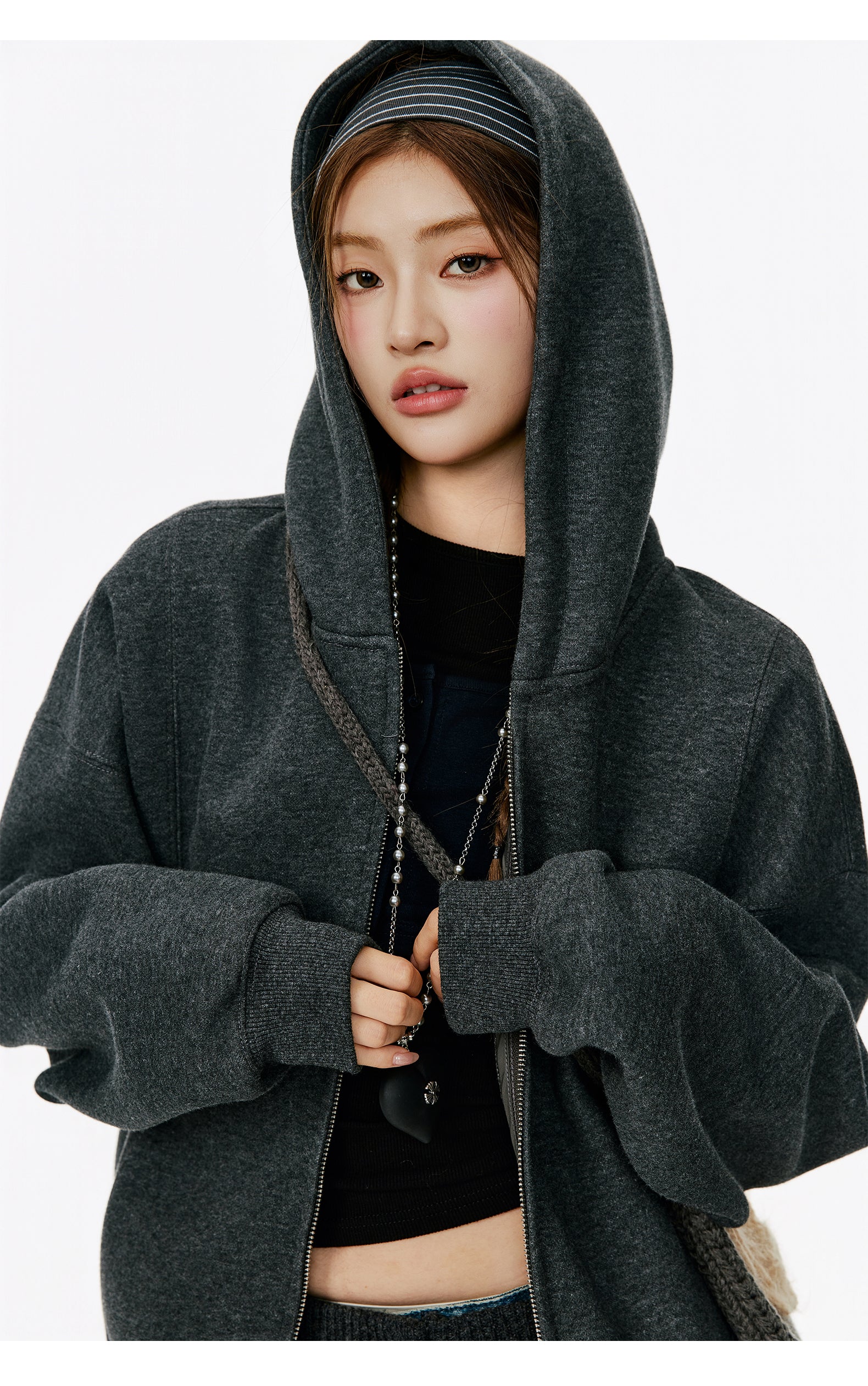 Lightweight Women Zip Up Hoodie Jacket Thin Fall Korean Casual Sweater