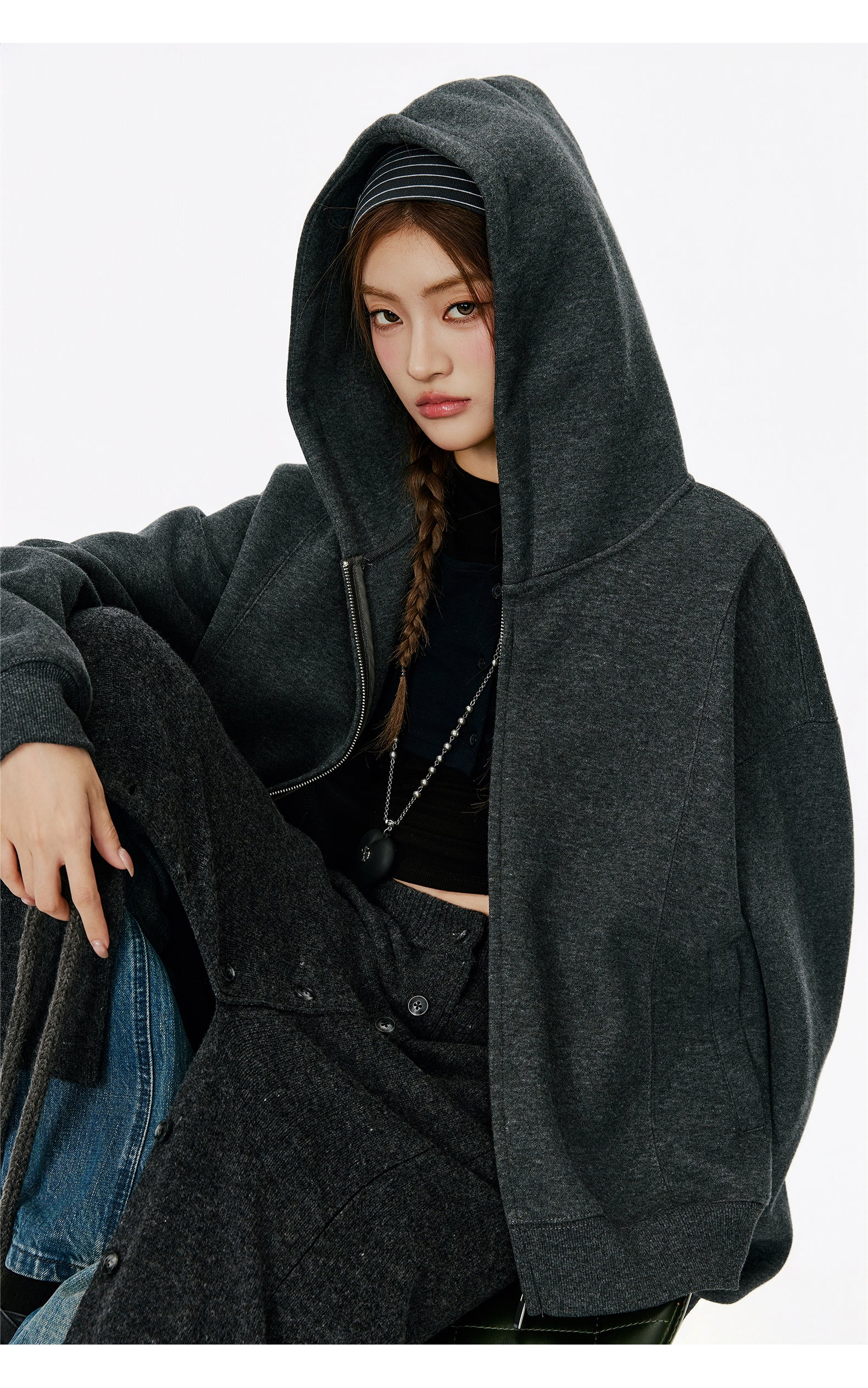 Lightweight Women Zip Up Hoodie Jacket Thin Fall Korean Casual Sweater